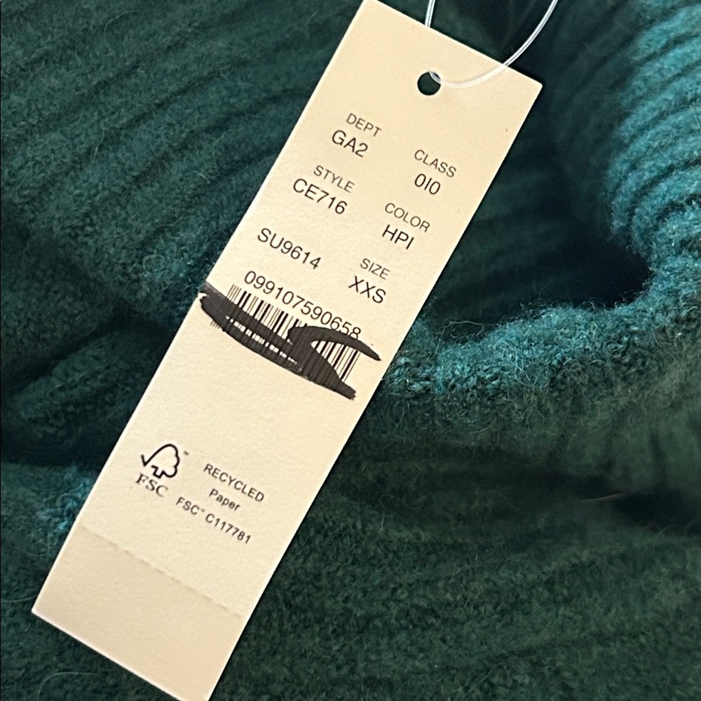 NWT J. Crew Turtleneck sweater in Supersoft Yarn in Green size XXS Oversized fit - Picture 5 of 14